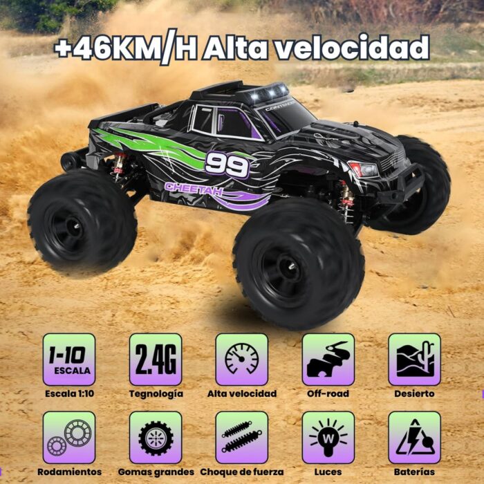 Camioneta Control Remoto 4x4 Waterproof 1:10 ToySky 46km/h - Imagen 3