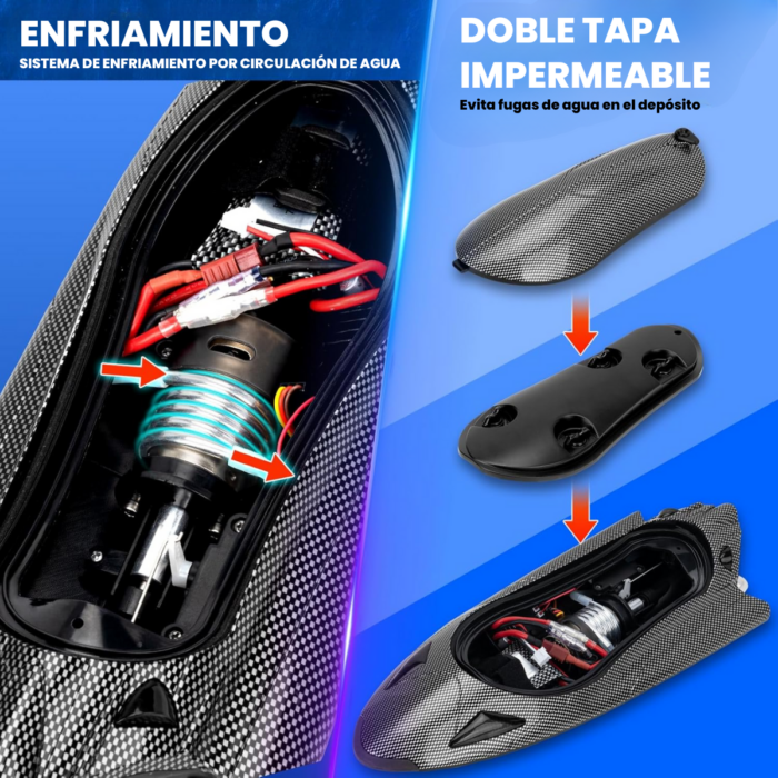 Lancha Lujo Fibra Carbono Hélices Protegidas Control Remoto - Imagen 5